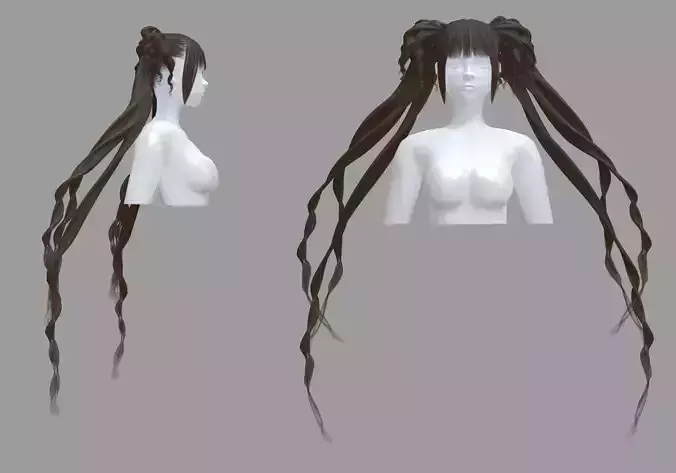Stylized Pigtails Hairstyle V30713 