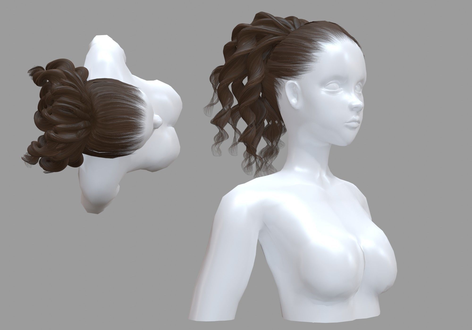 Ponytail Wide Hairstyle V19629  3D model_1