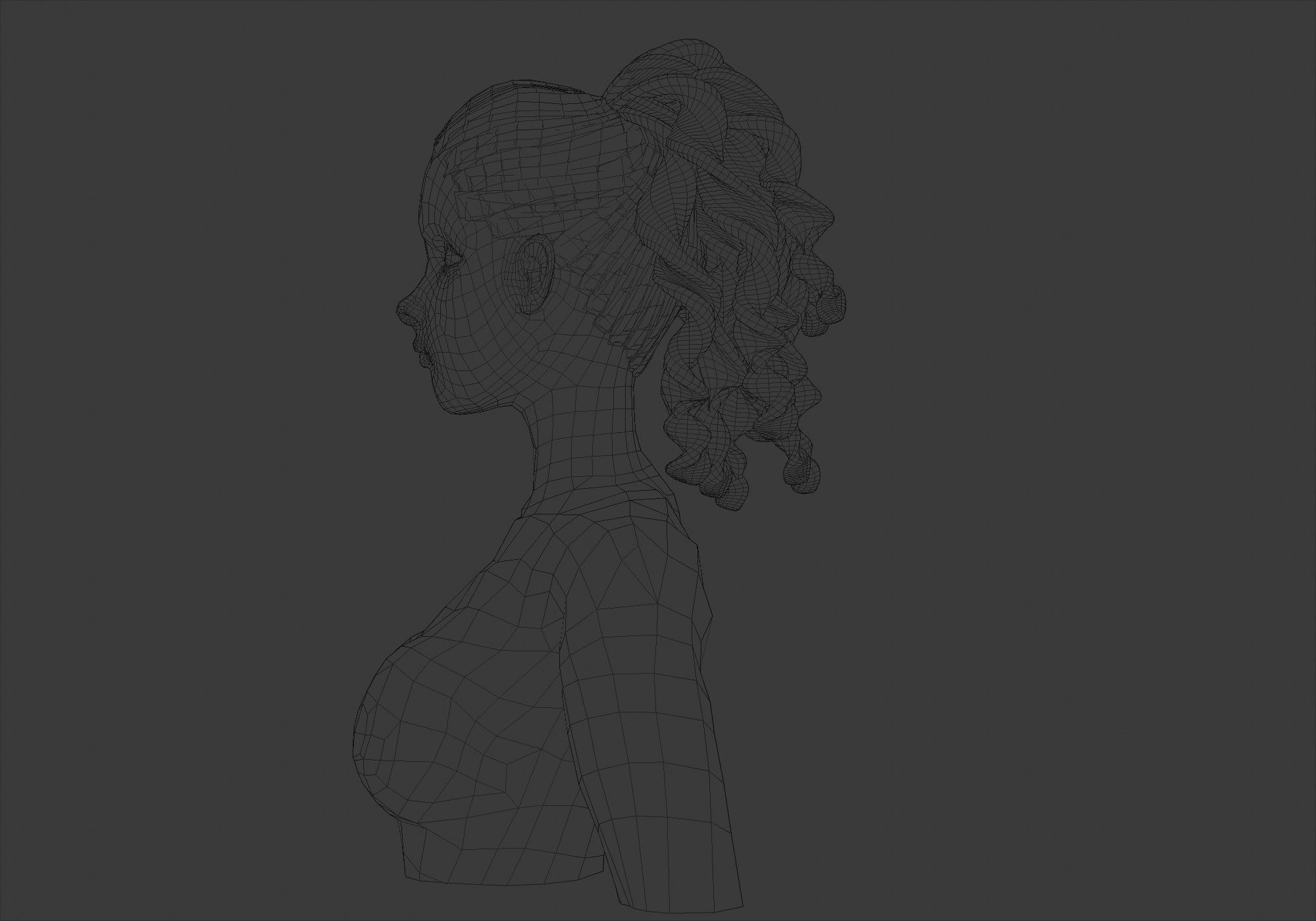 Ponytail Wide Hairstyle V19629  3D model_7