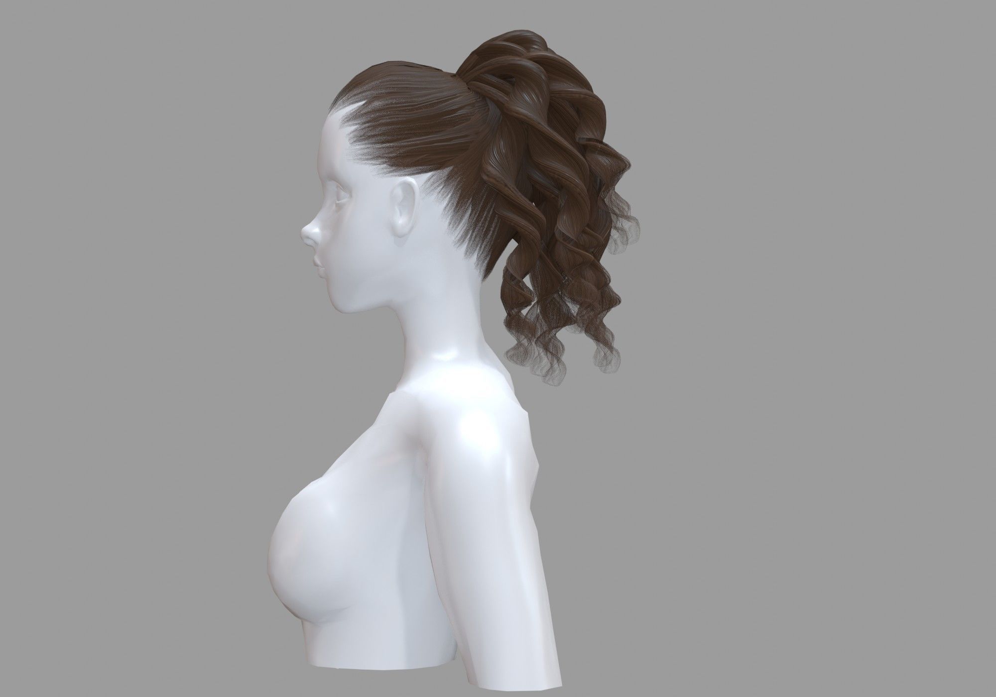 Ponytail Wide Hairstyle V19629  3D model_2