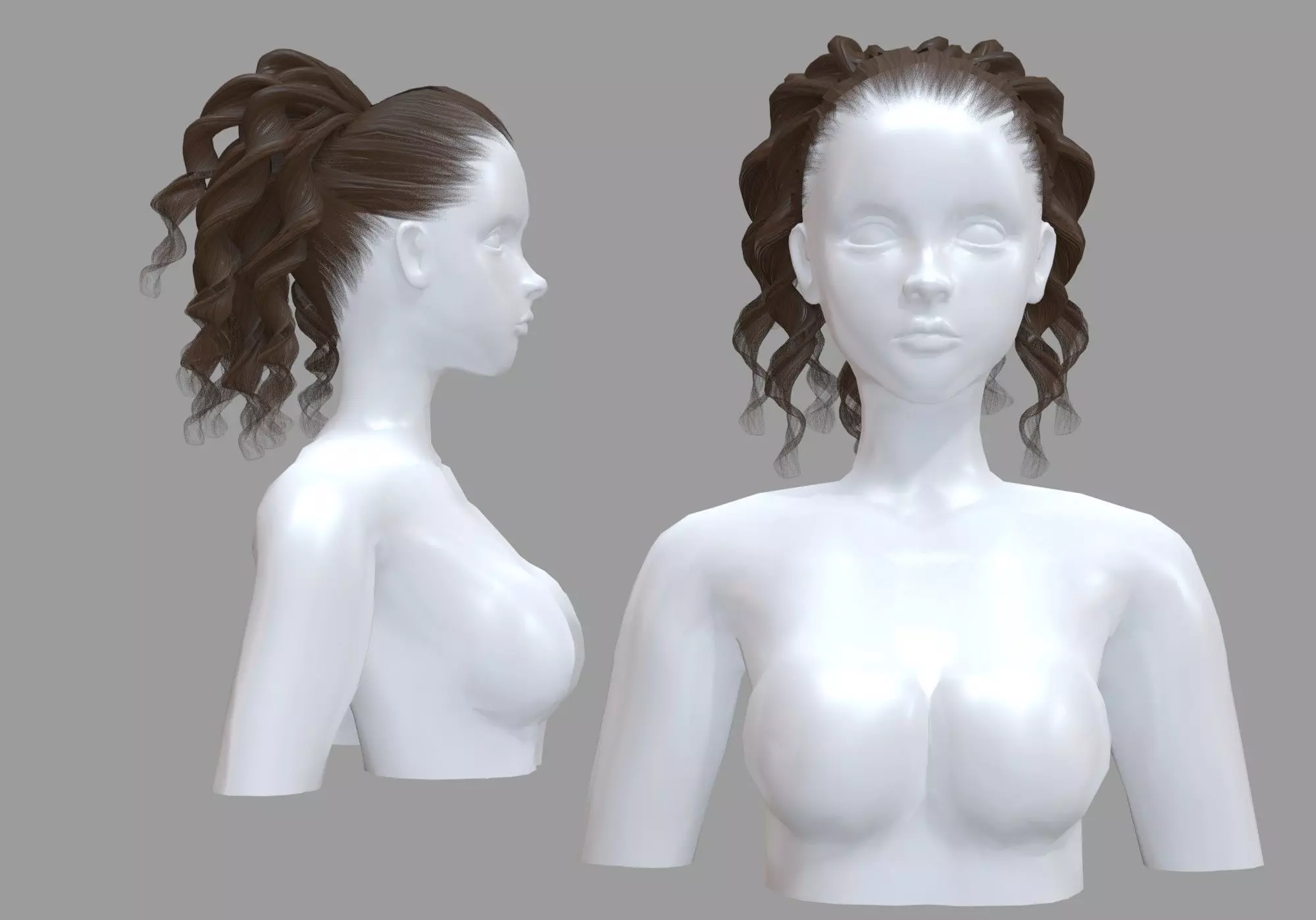 Ponytail Wide Hairstyle V19629  3D model_0