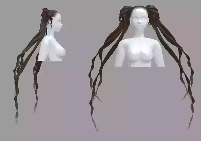 Pigtails Stylized Hairstyle V29241 