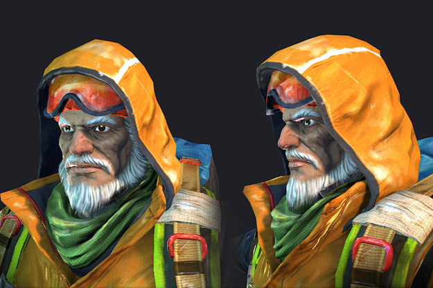 Adventurer two men with backpacks and poles Low-poly 3D model_4