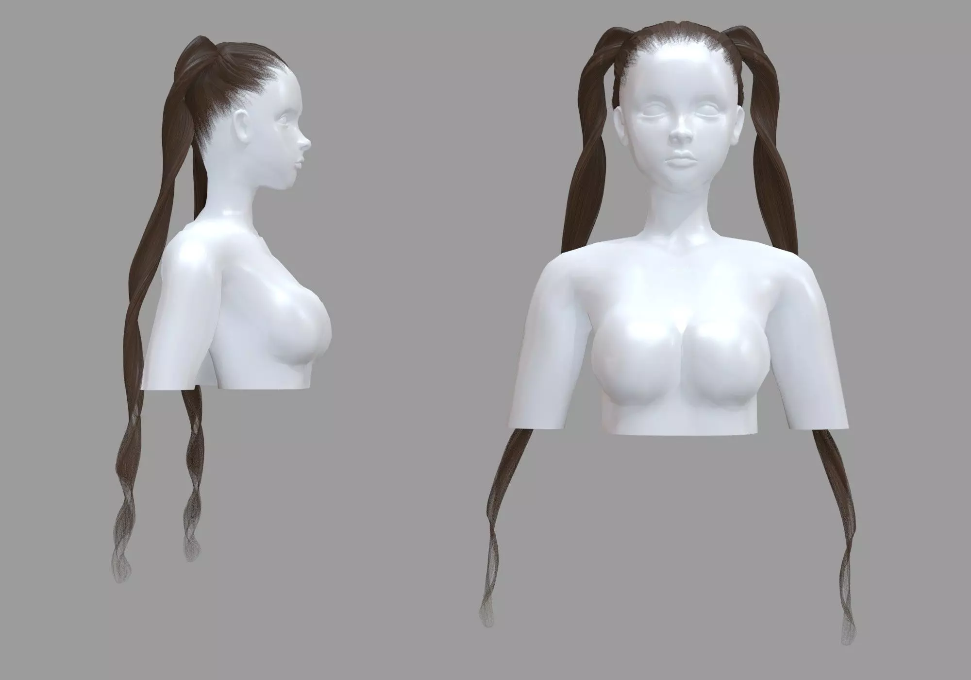 Female Cute Hairstyle V10521 3D model_0
