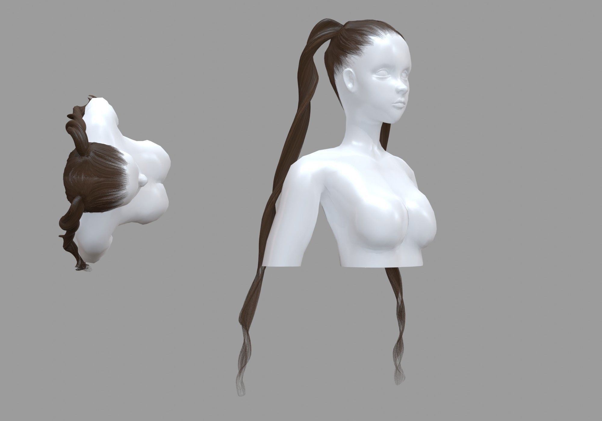 Female Cute Hairstyle V10521 3D model_1
