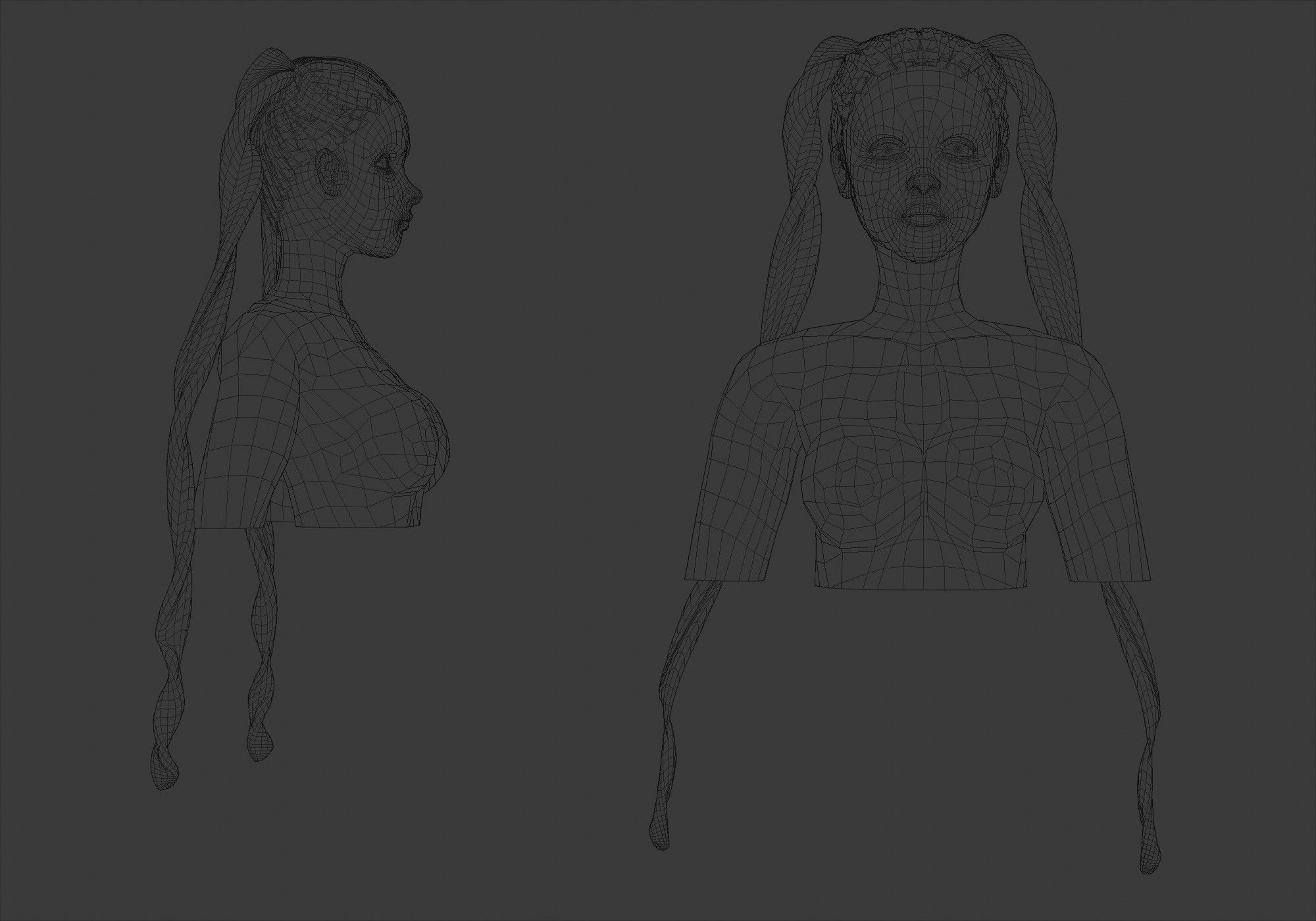 Female Cute Hairstyle V10521 3D model_5