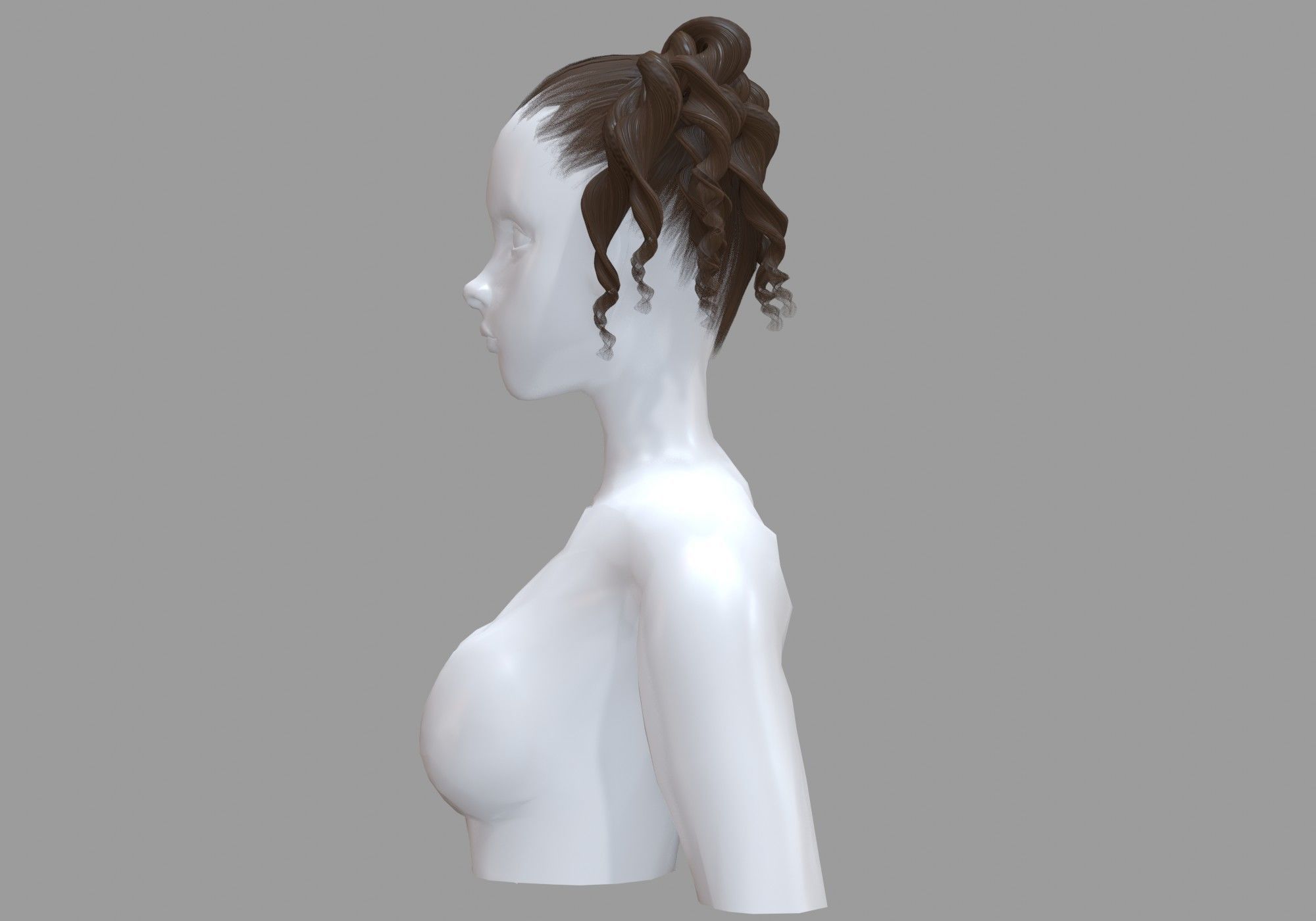 Female Curly Hairstyle V22221 3D model_2
