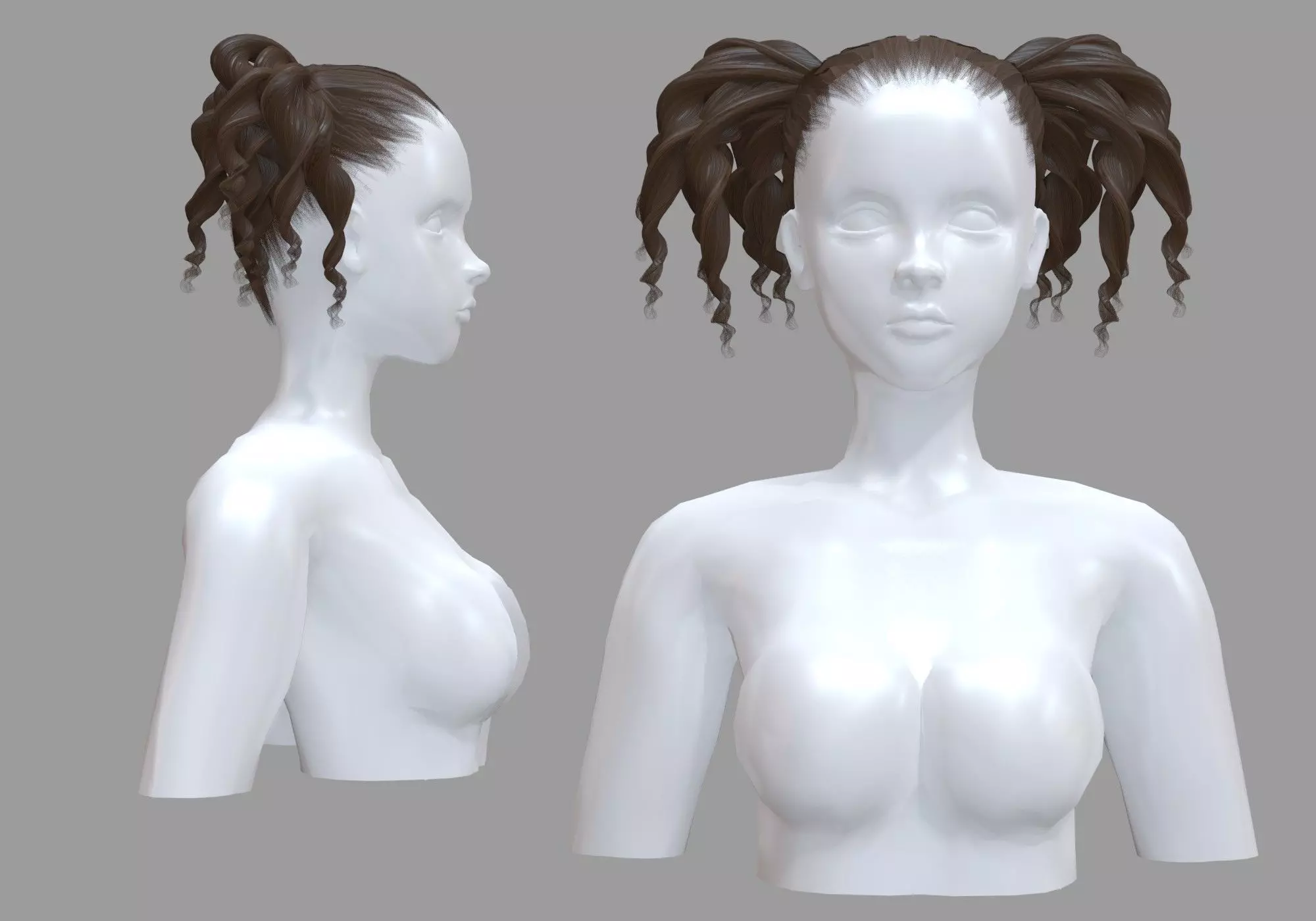 Female Curly Hairstyle V22221 3D model_0