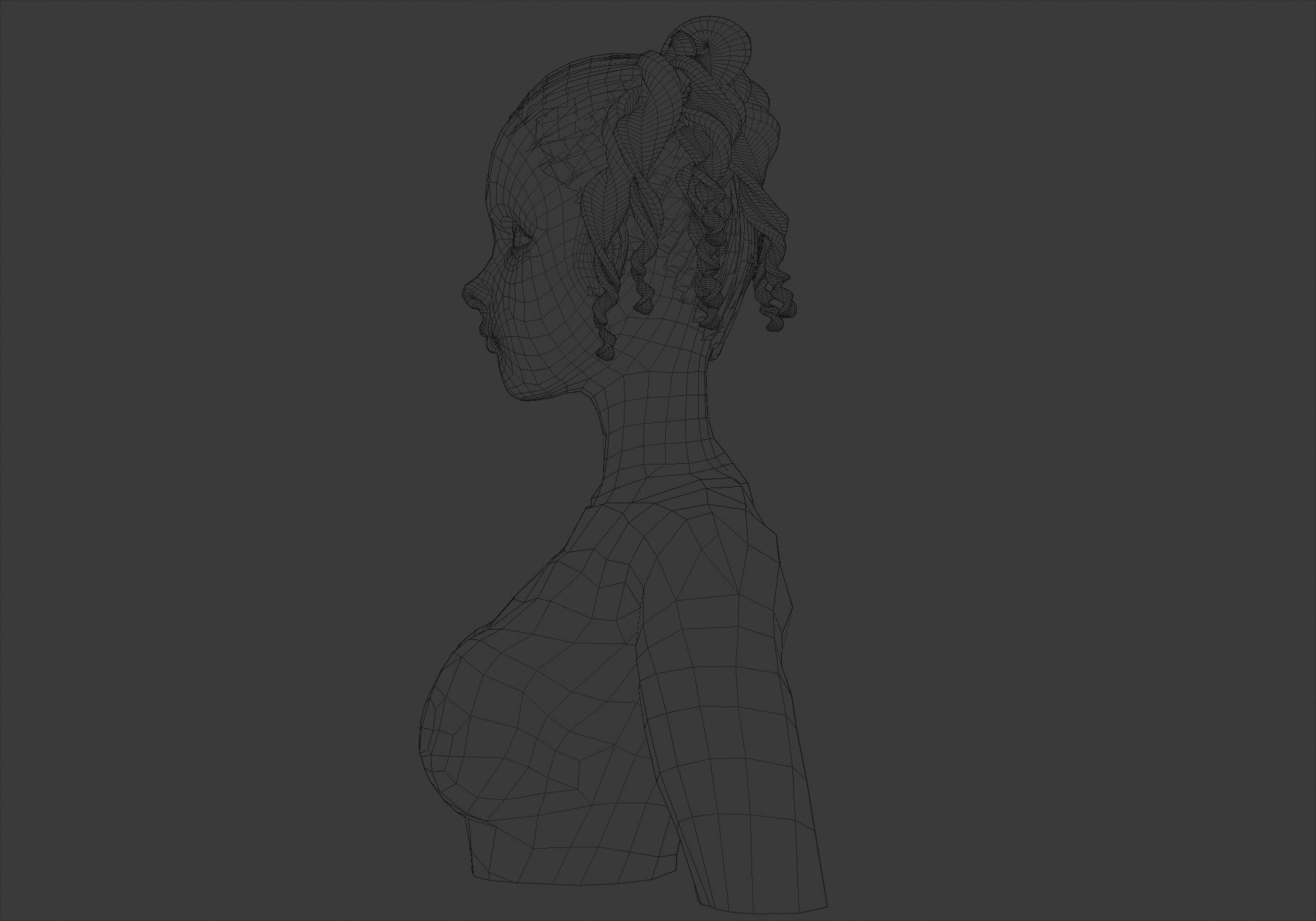 Female Curly Hairstyle V22221 3D model_7