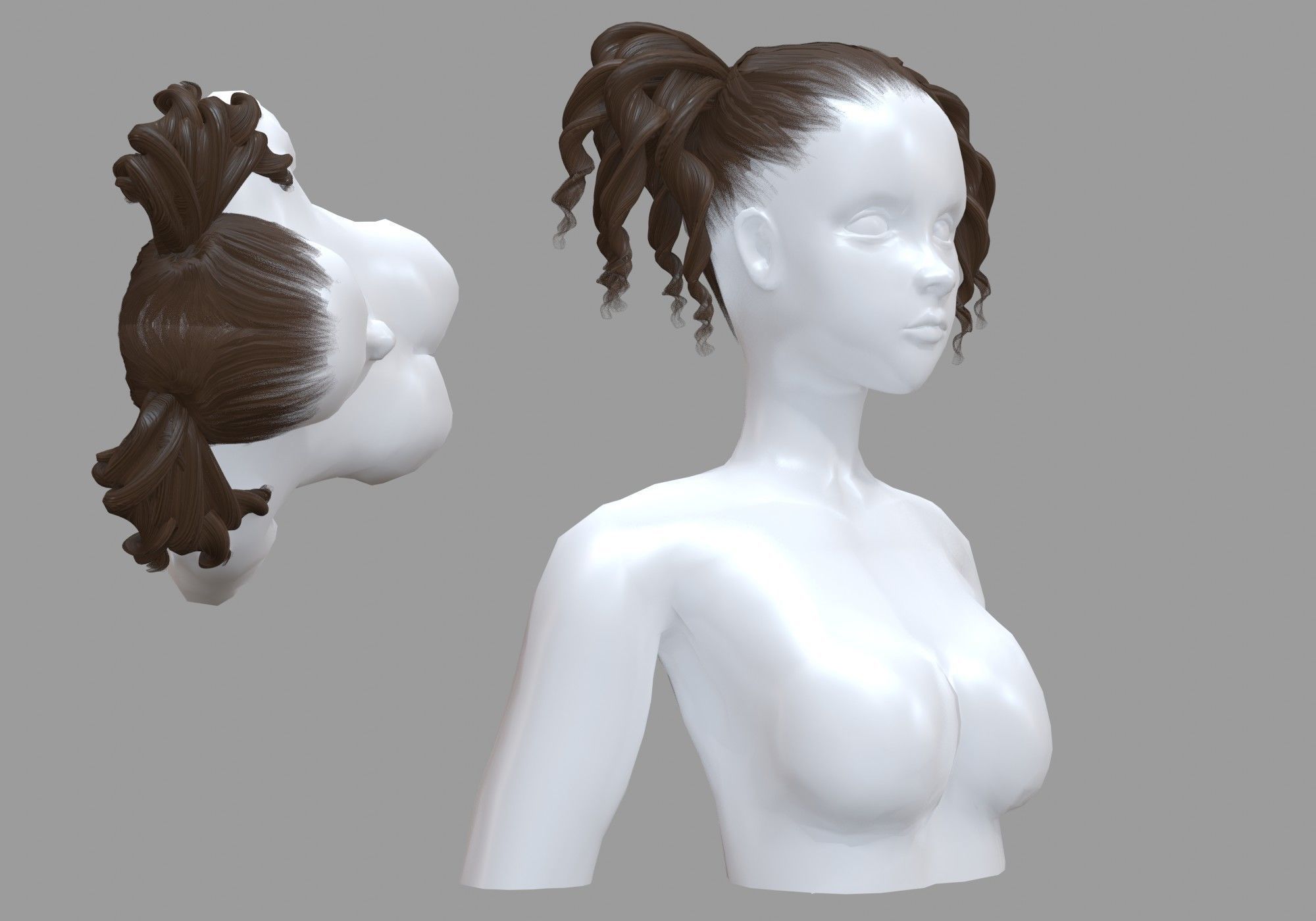 Female Curly Hairstyle V22221 3D model_1