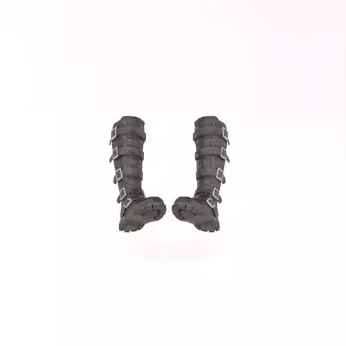 Low poly female Black Punk Boots Low-poly 3D model
