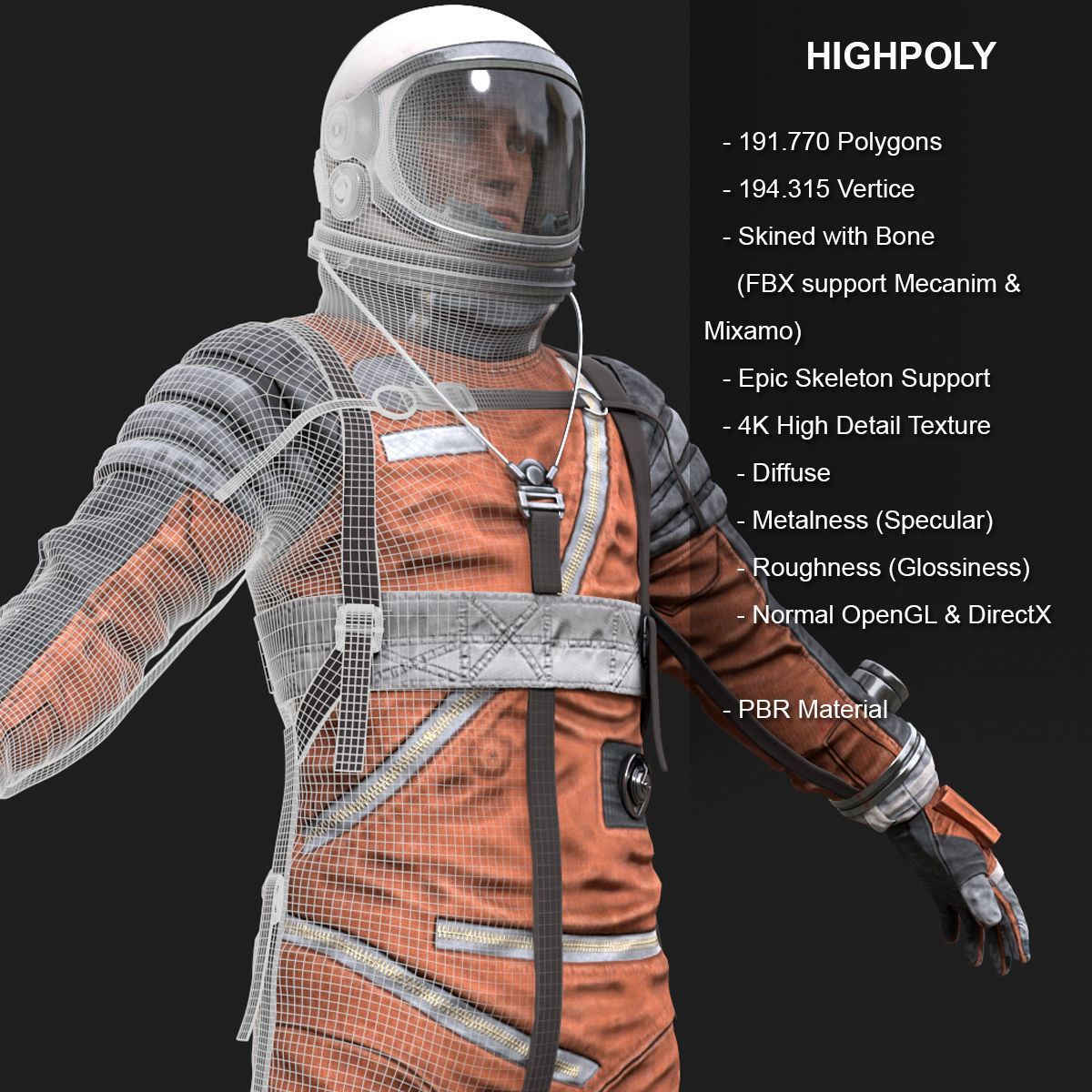 CS04 Space Suit LITE VERSION 2 Low-poly 3D model_3