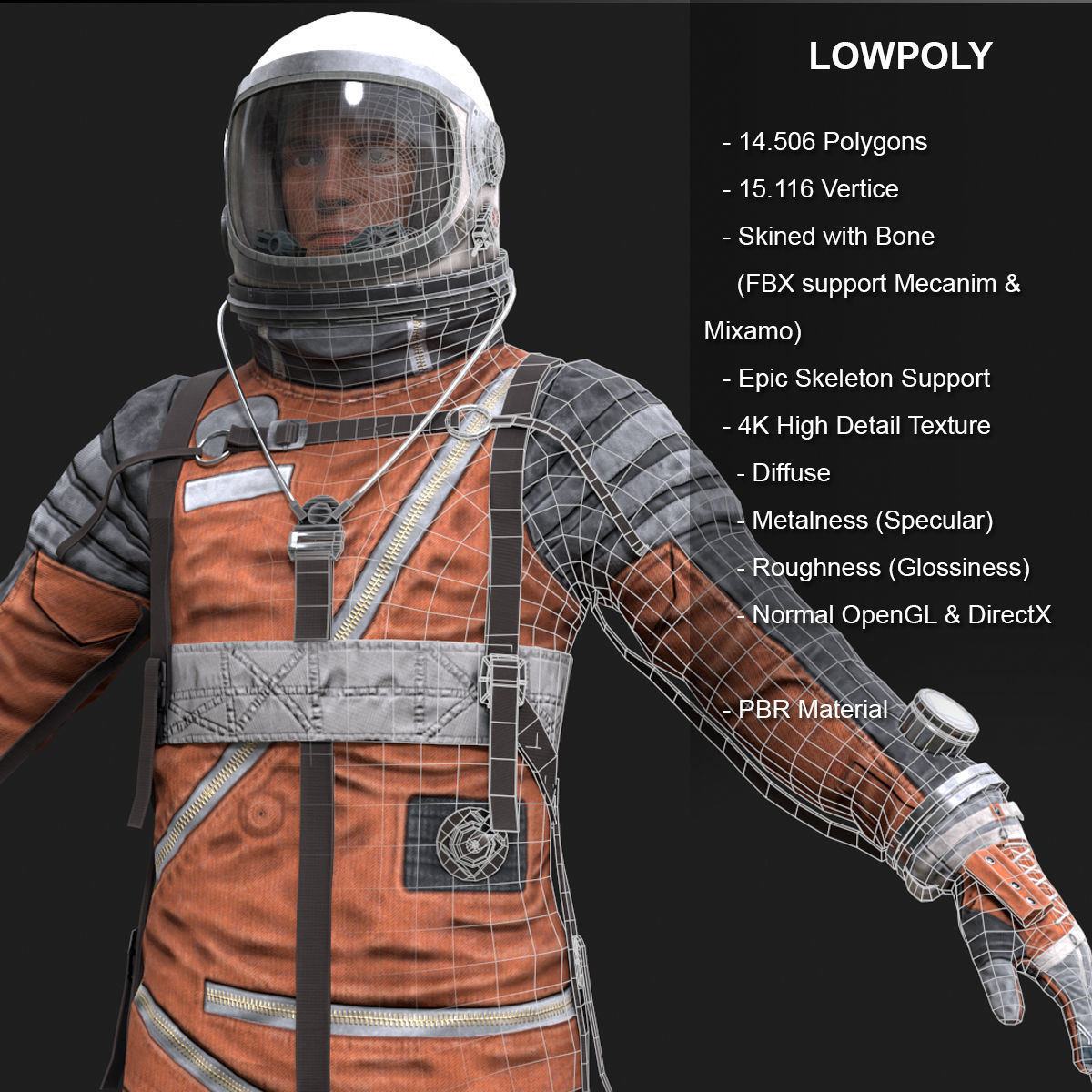 CS04 Space Suit LITE VERSION 2 Low-poly 3D model_2