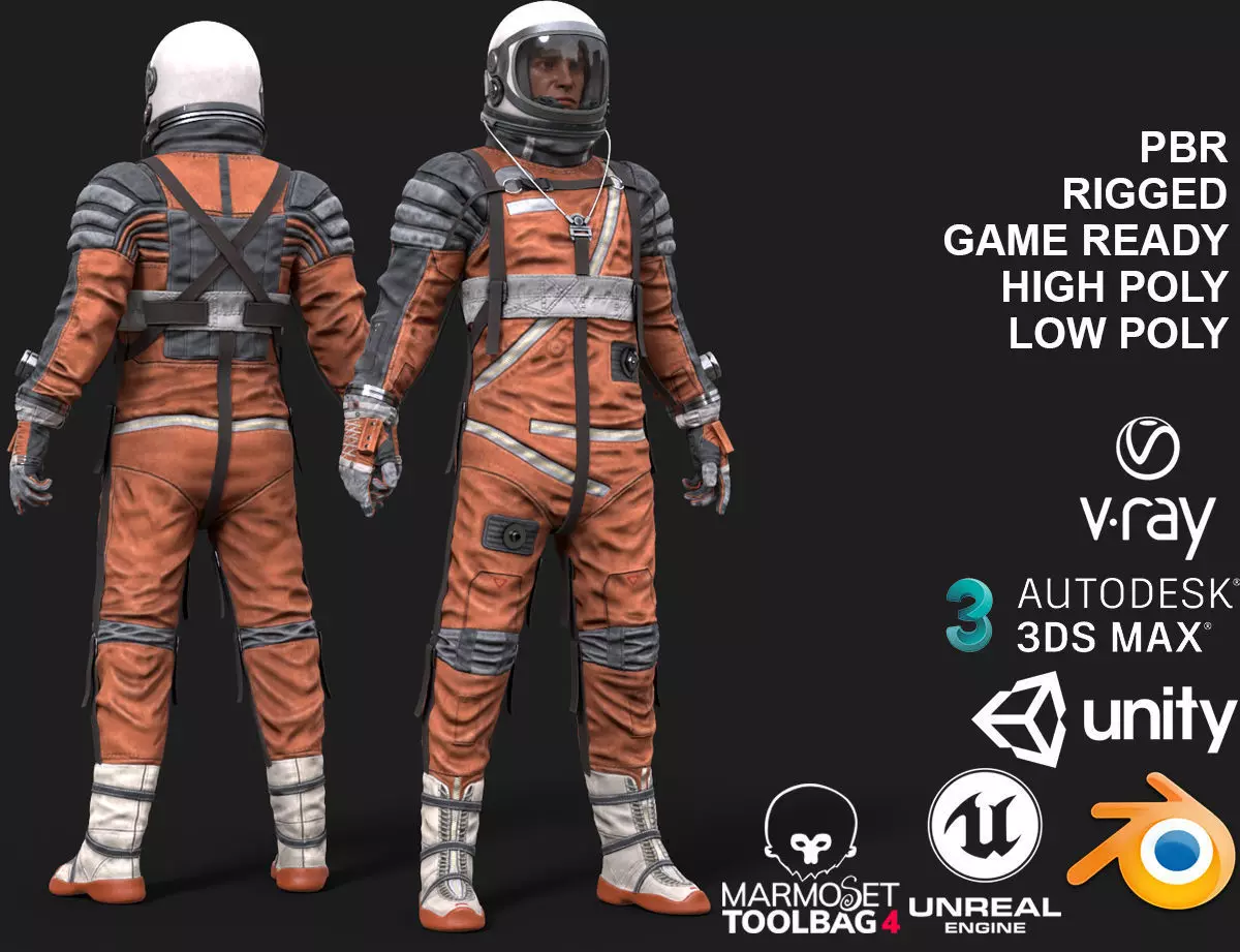 CS04 Space Suit LITE VERSION 2 Low-poly 3D model_0