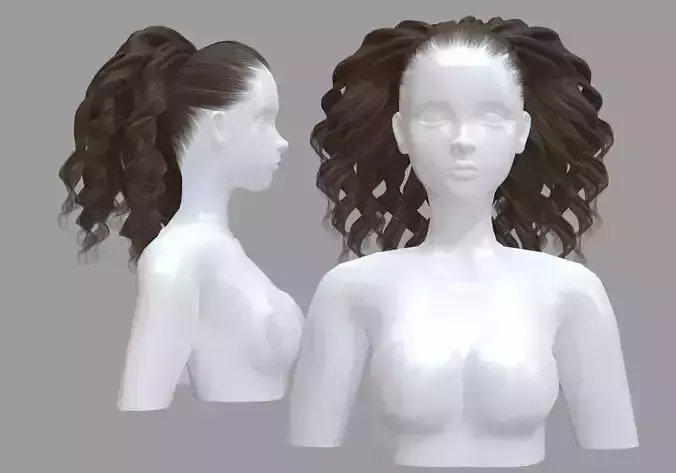 Curly Pigtail Hairstyle V37179 