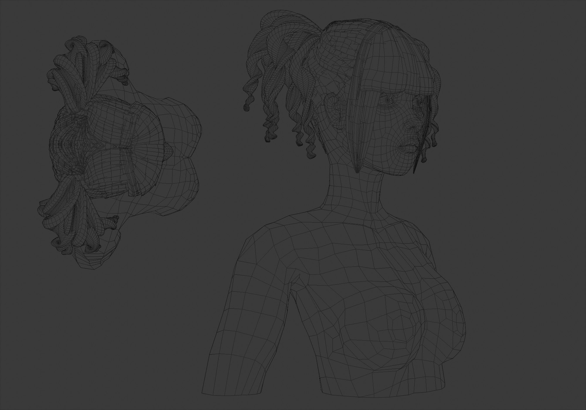 Curly Female Hairstyle V23693  3D model_6