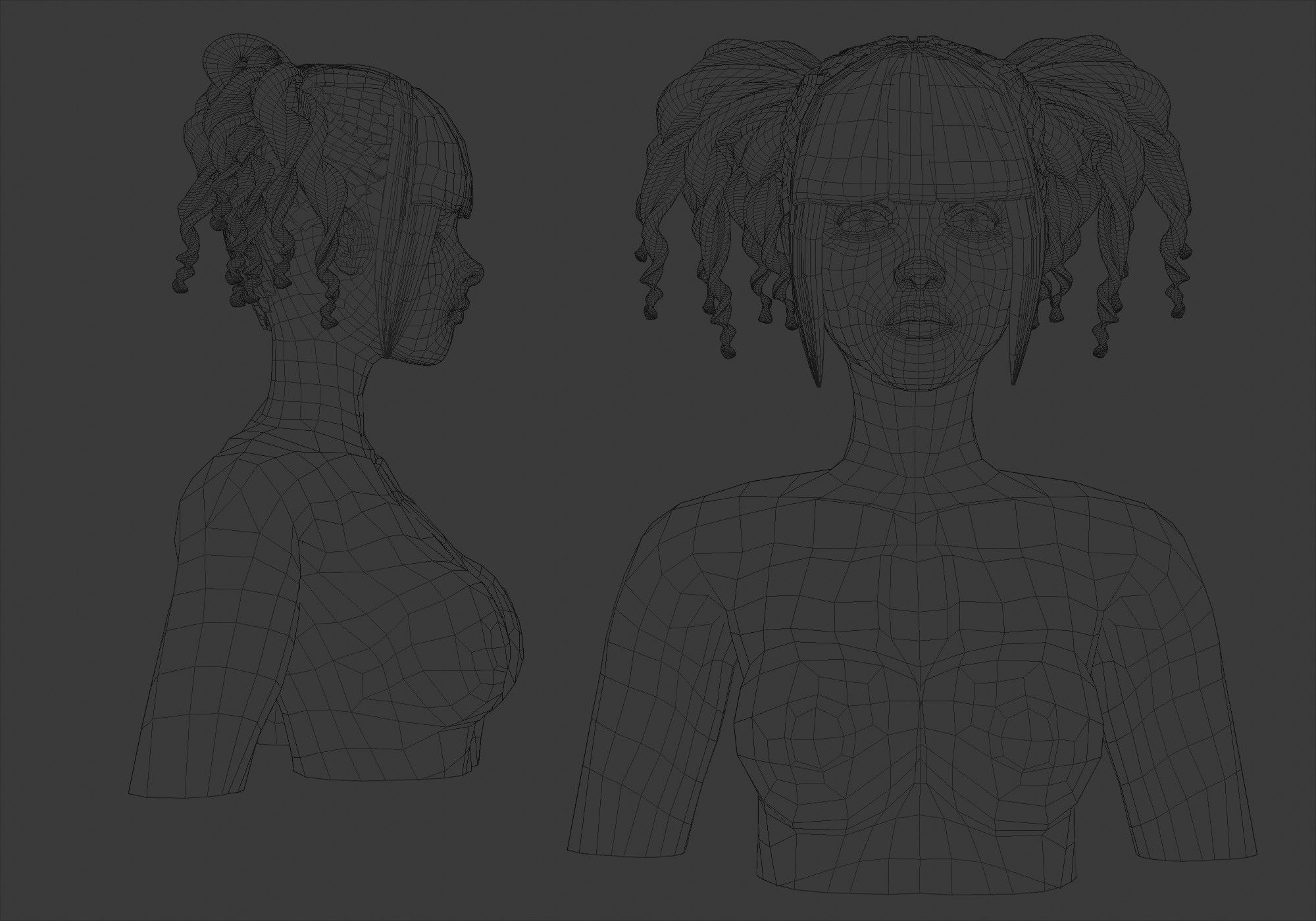 Curly Female Hairstyle V23693  3D model_5