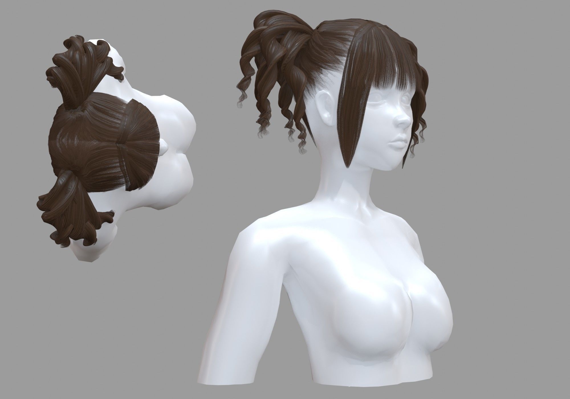 Curly Female Hairstyle V23693  3D model_1