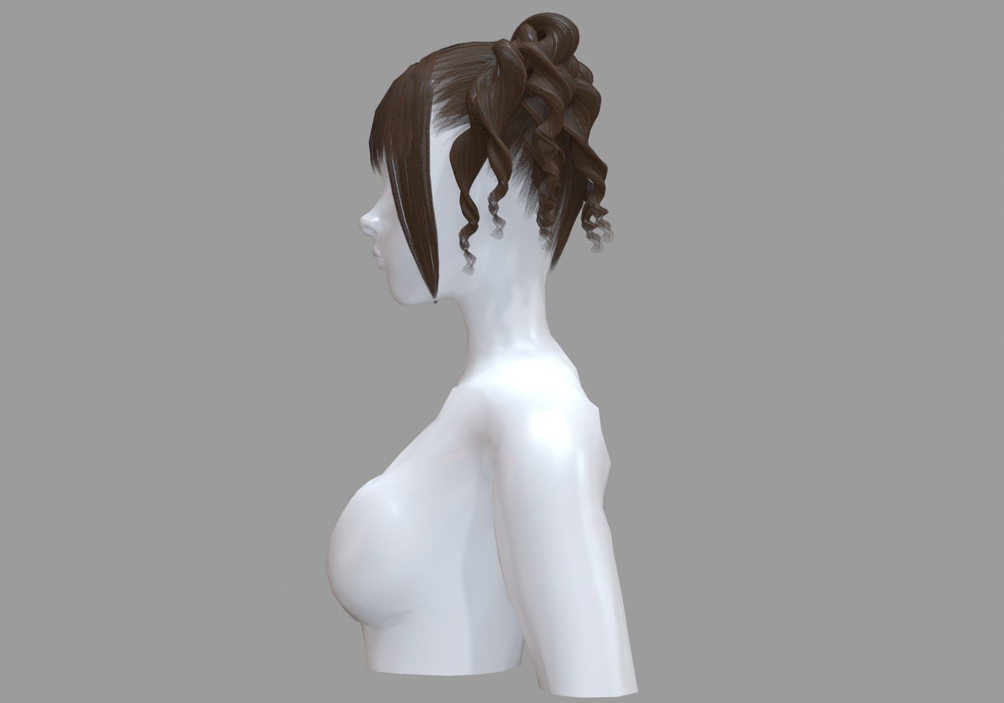 Curly Female Hairstyle V23693  3D model_2