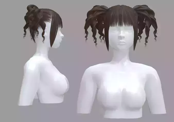 Curly Female Hairstyle V23693  3D model