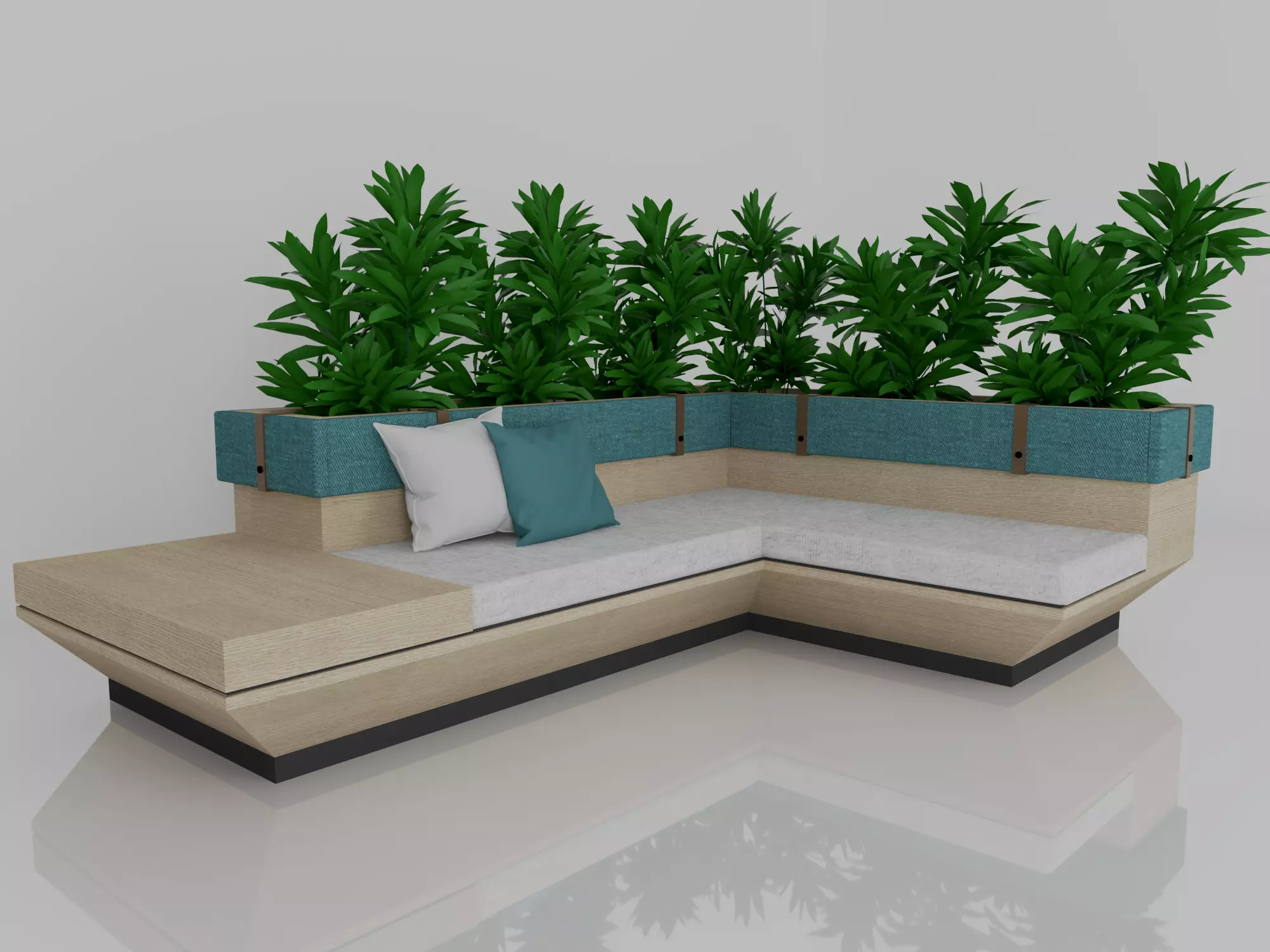 2800x1800 size sofa bench with planter box cad shop drawing 3D model_3