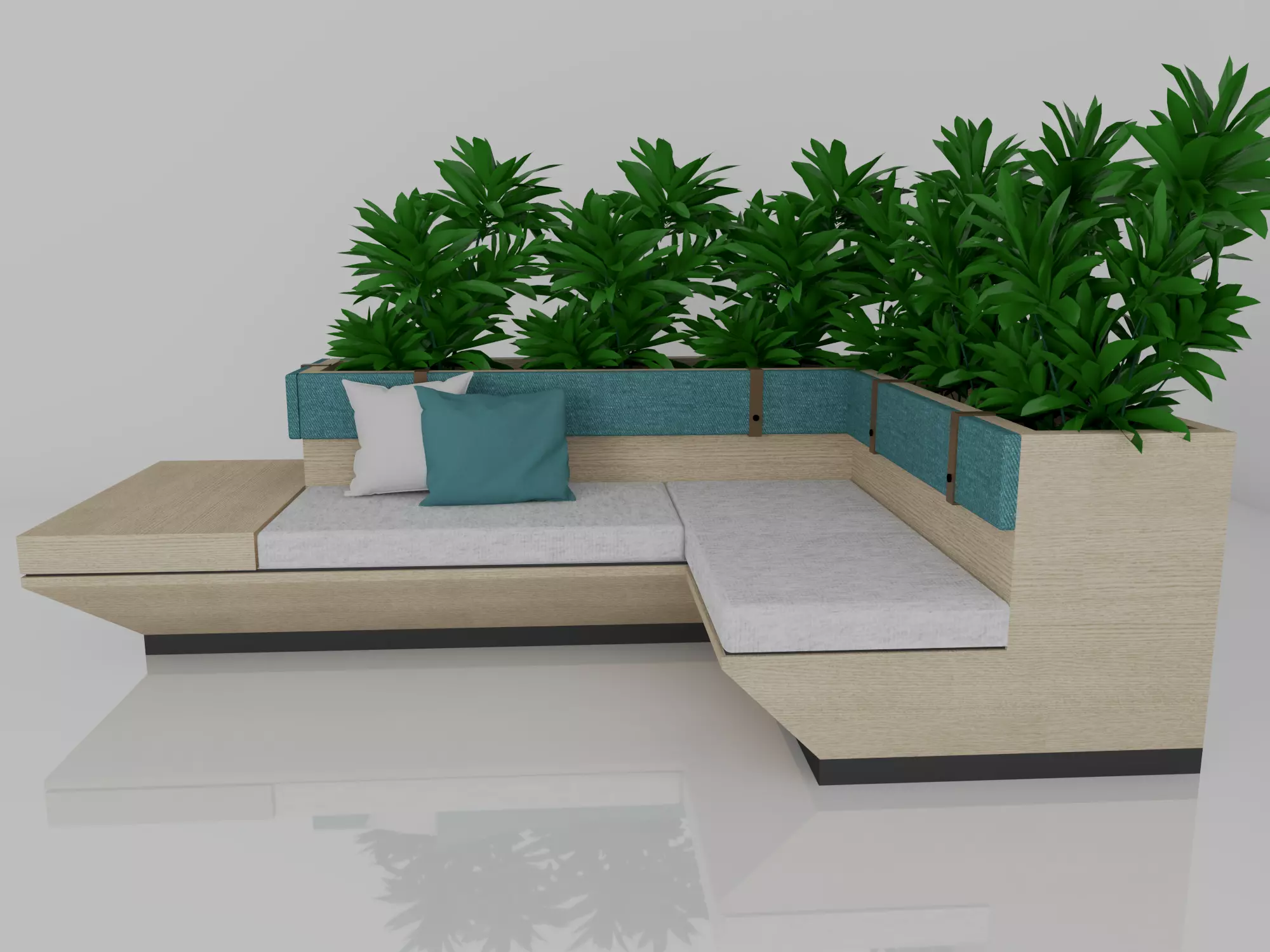 2800x1800 size sofa bench with planter box cad shop drawing 3D model_1
