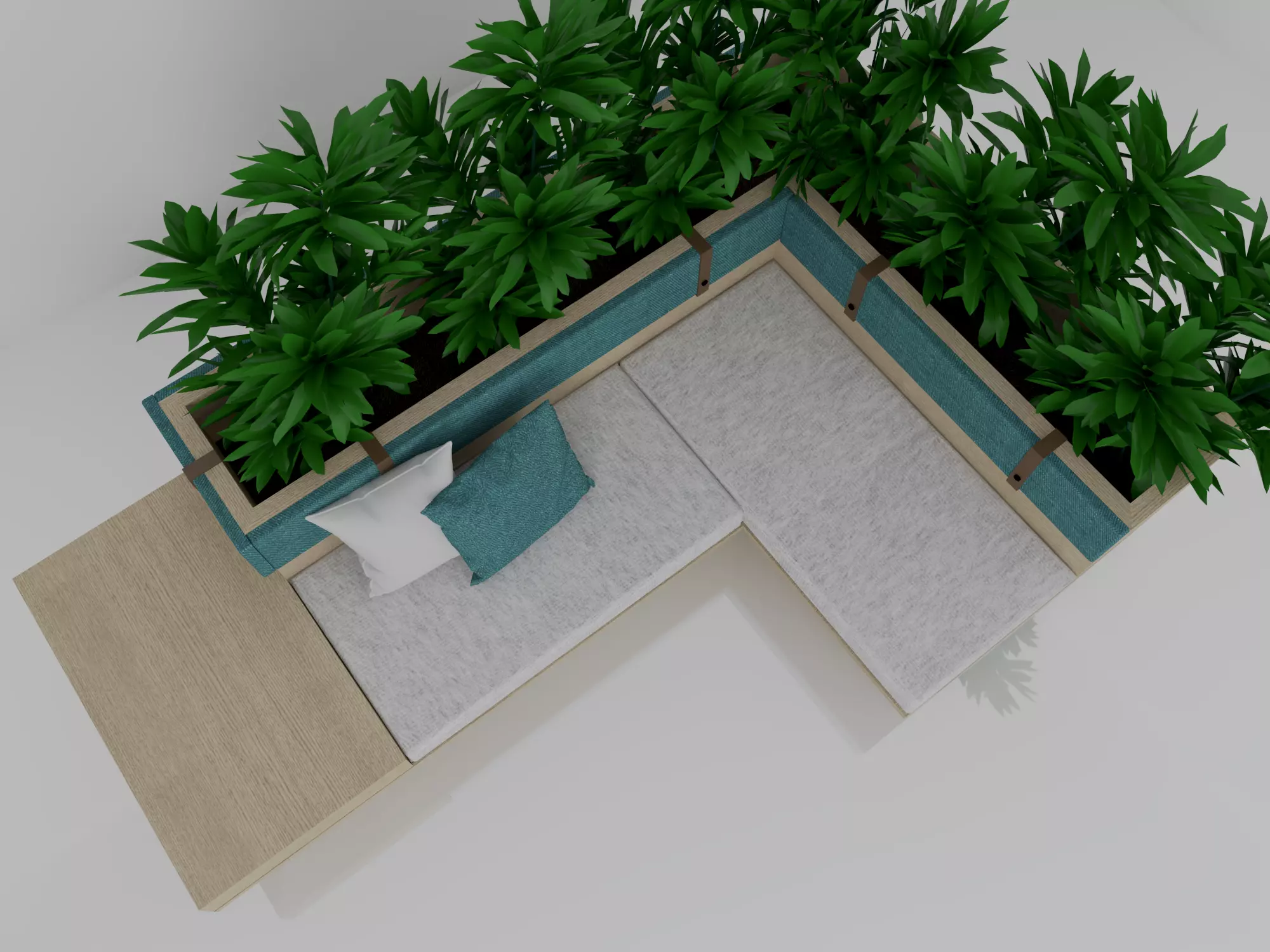 2800x1800 size sofa bench with planter box cad shop drawing 3D model_2