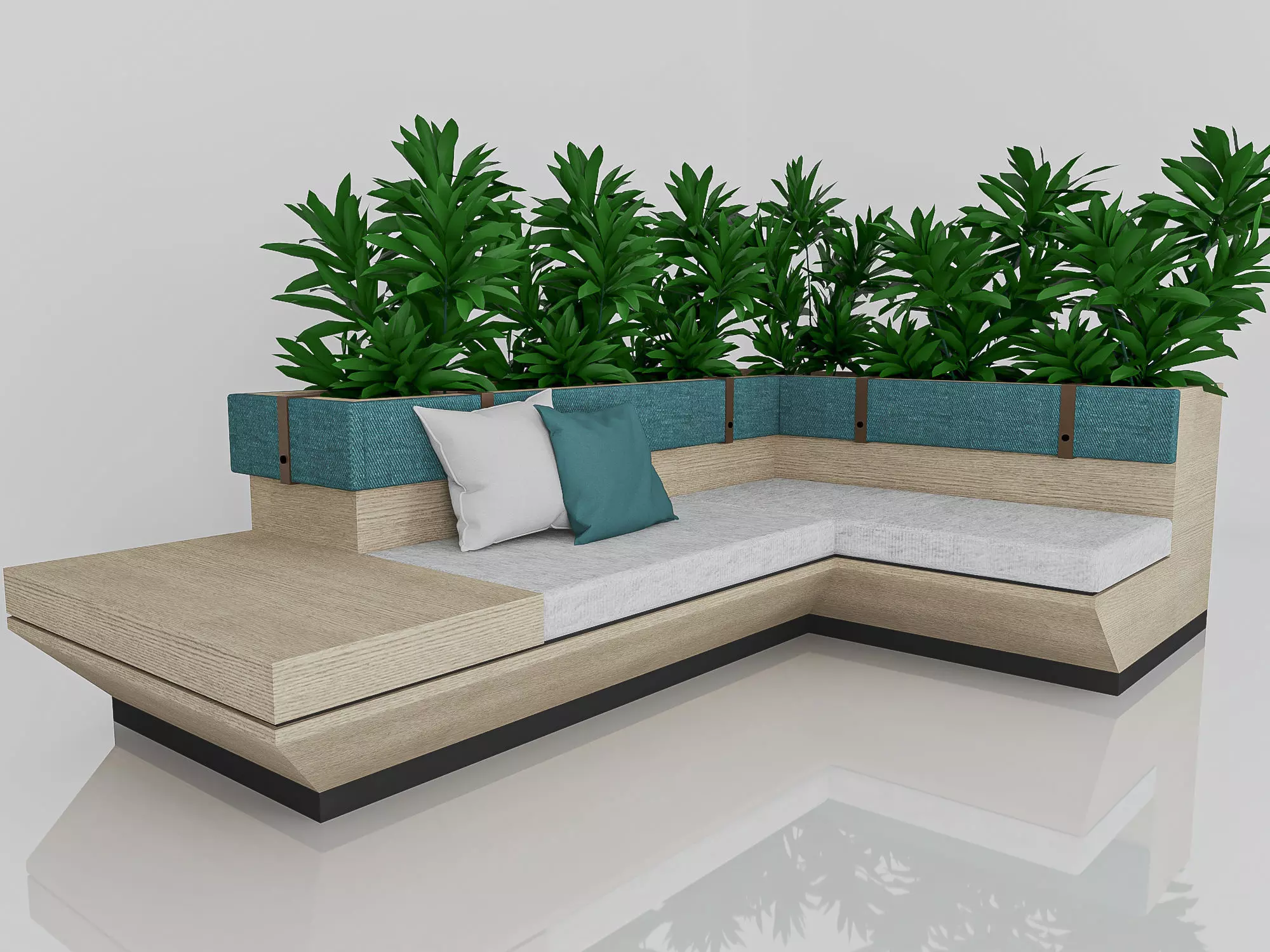 2800x1800 size sofa bench with planter box cad shop drawing 3D model_0