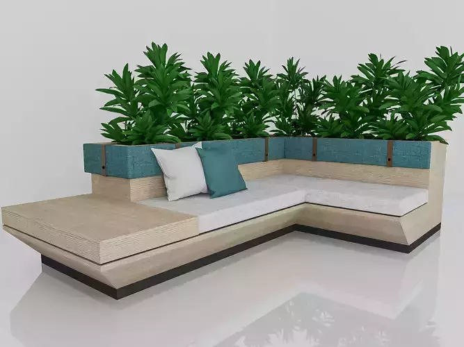 2800x1800 size sofa bench with planter box cad shop drawing