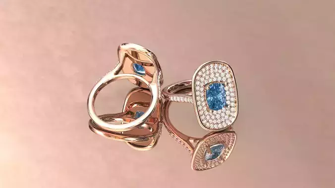  Cushion 8x6 Engagement Pave Ring