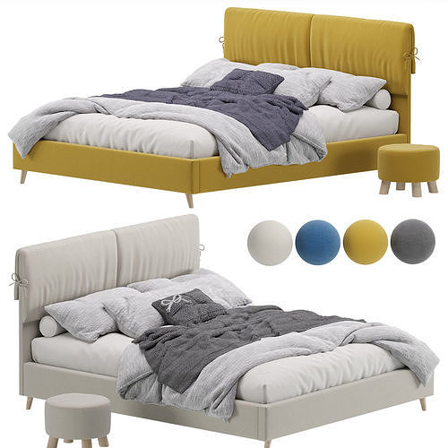 Bed Siteno Minced 160 Barhat Beige 3D model
