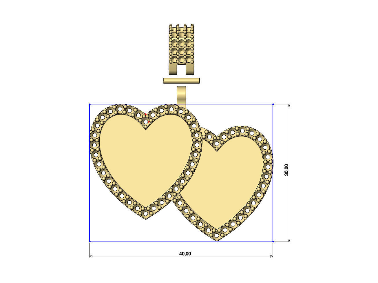 Double heart diamond memory pendant with bail 3D print model_6