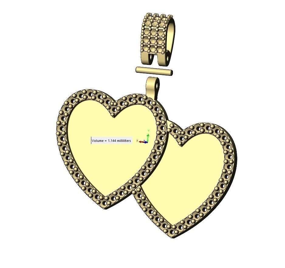 Double heart diamond memory pendant with bail 3D print model_12