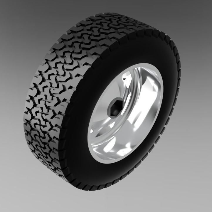 FMS Suzuki Jimny LJ10 LJ80 Tire and Rim 1to6 3D print model_3
