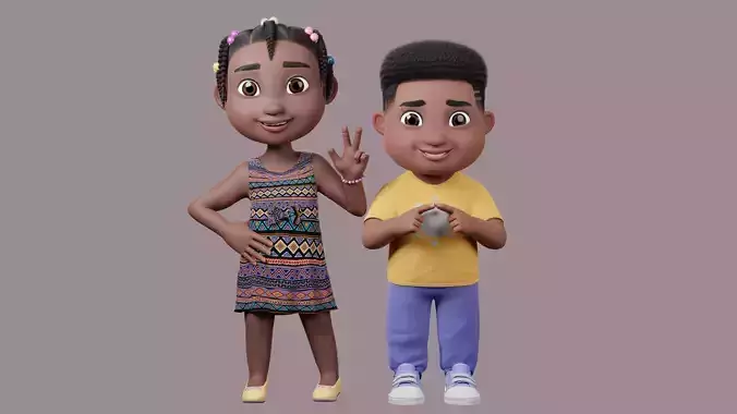 African Kids  3D Model Collection