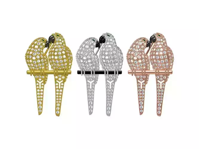 Parrots Love Animal Bird Pin Brooch