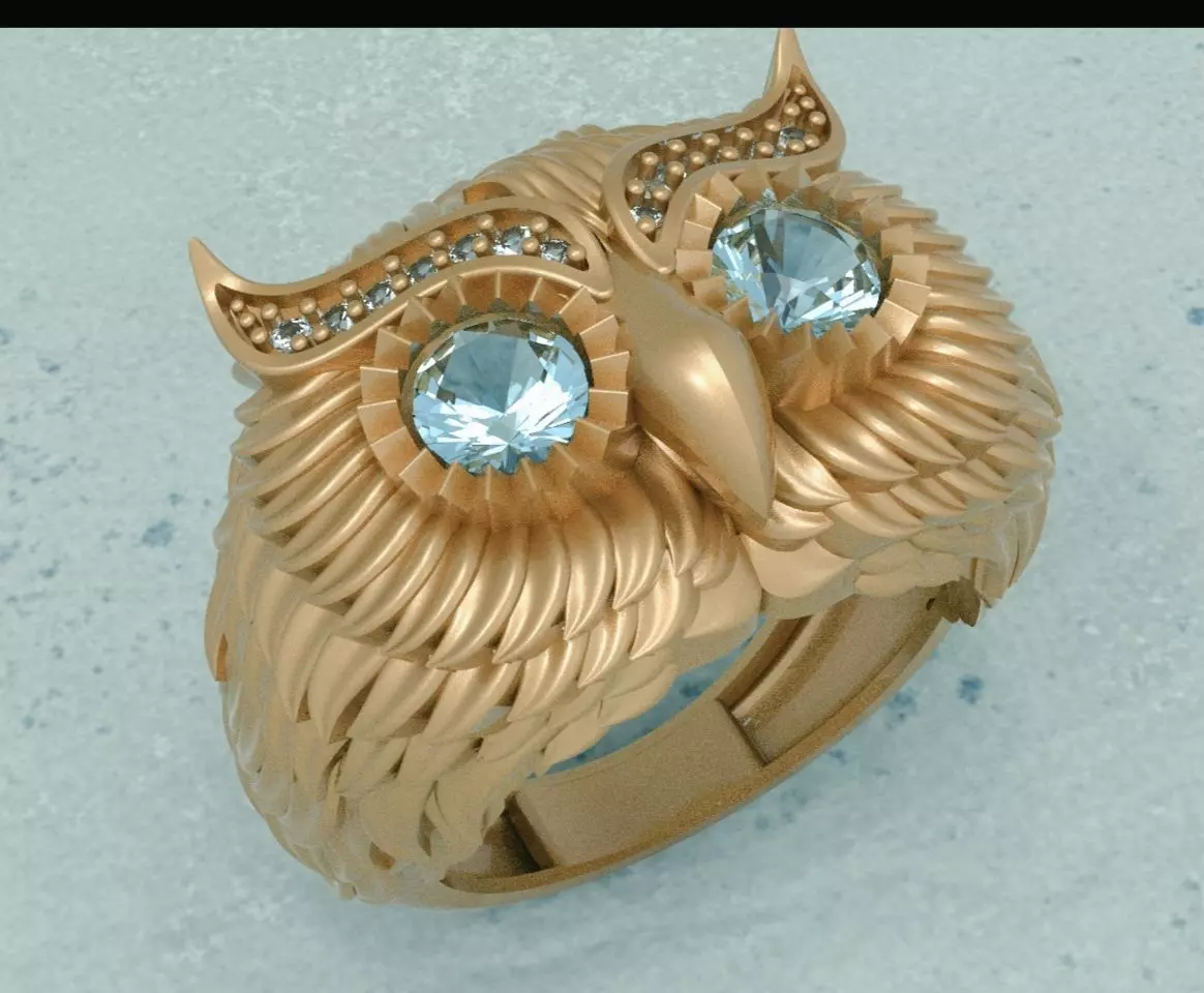 owl ring 3D print model_0