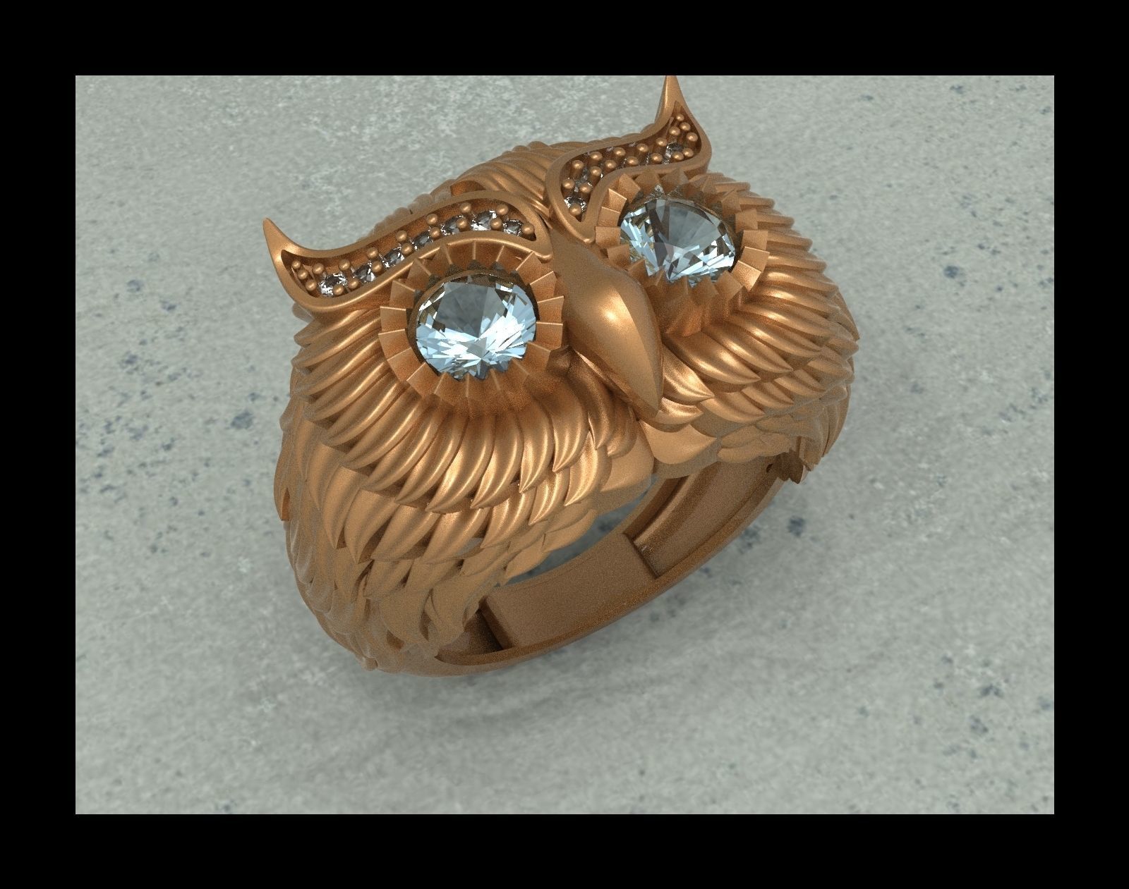 owl ring 3D print model_2
