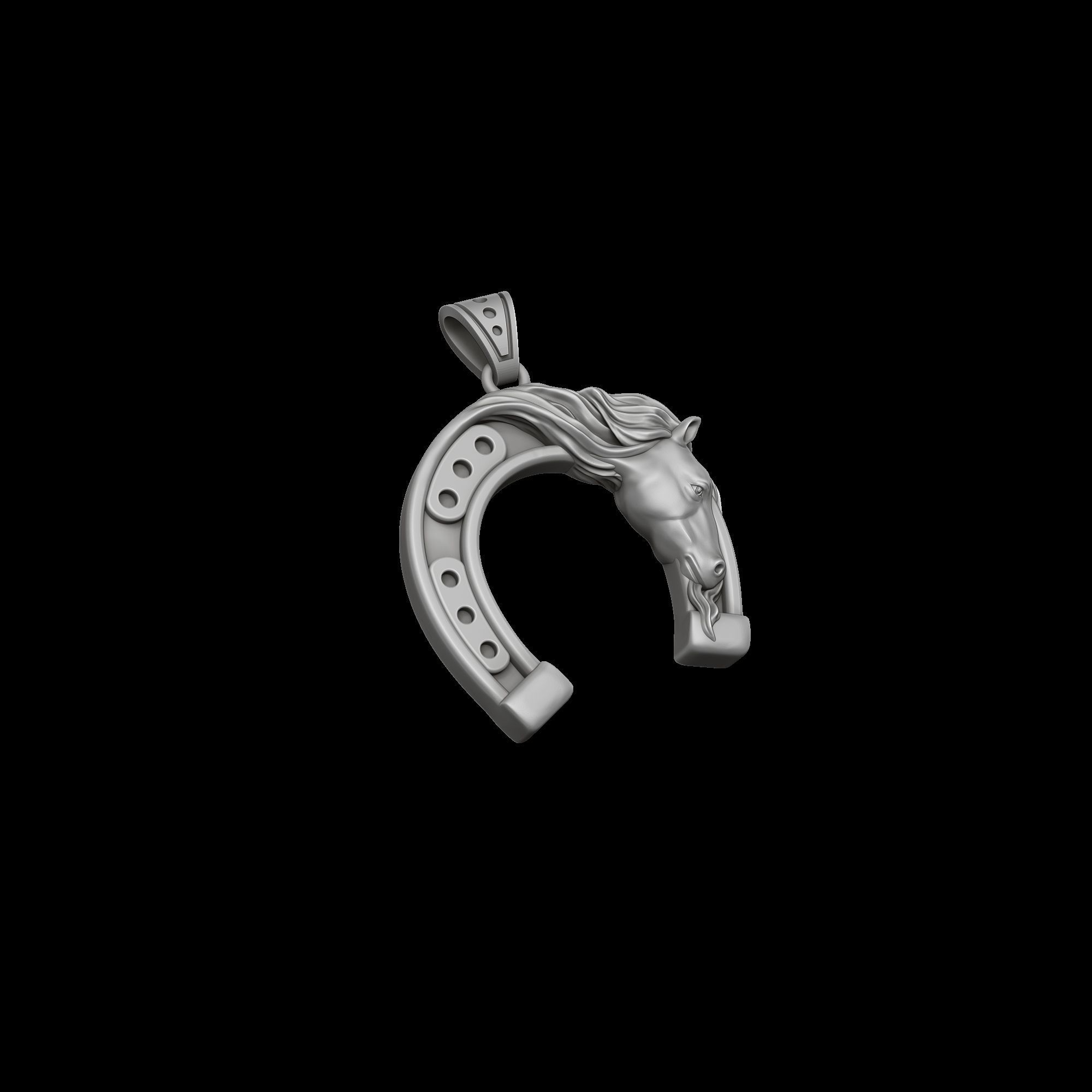 Horse Horseshoe Pendant 3D model 3D printable CGTrader