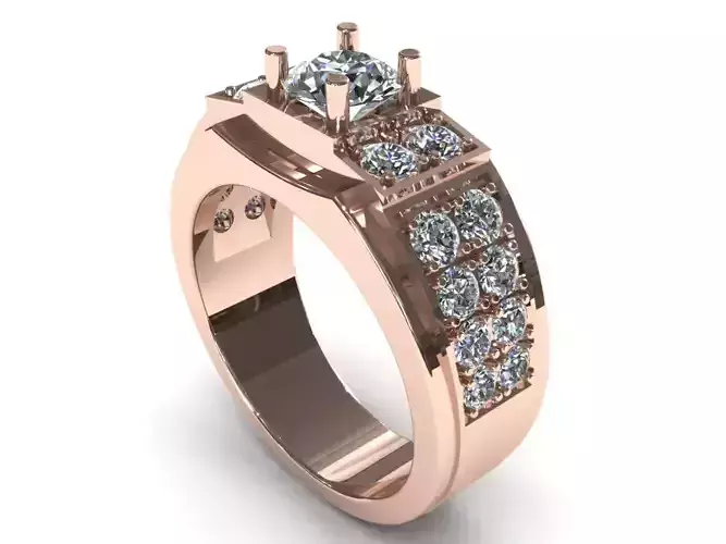 Man Wedding Diamond Ring 3D print model