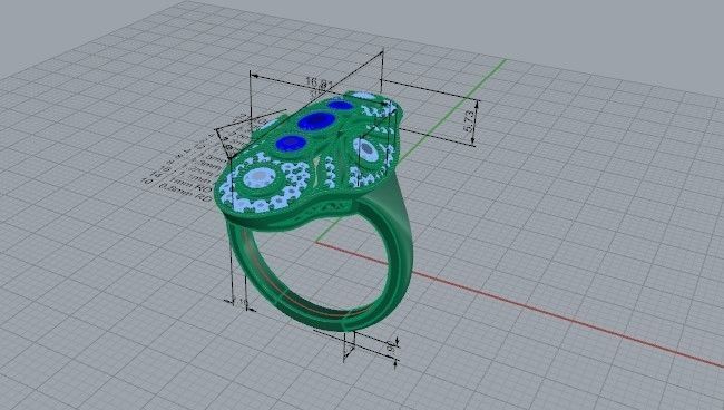 Pear Cabbochon Halo Ring 2140 3D print model 3D print model_5