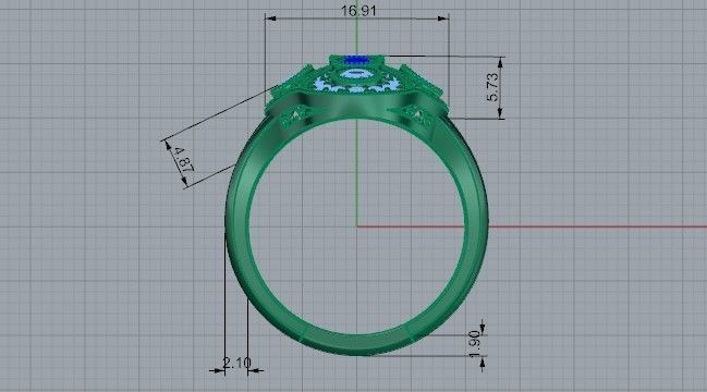 Pear Cabbochon Halo Ring 2140 3D print model 3D print model_6