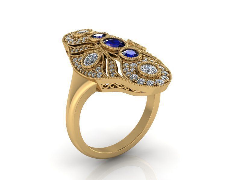 Pear Cabbochon Halo Ring 2140 3D print model 3D print model_1