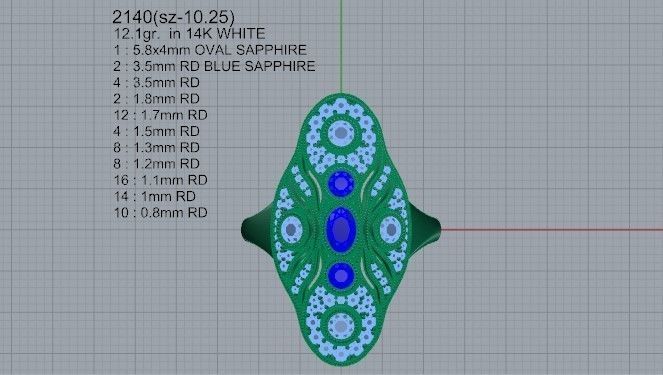 Pear Cabbochon Halo Ring 2140 3D print model 3D print model_4