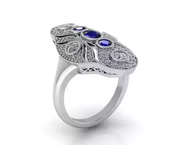 Pear Cabbochon Halo Ring 2140 3D print model