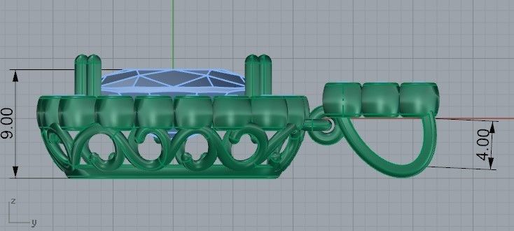 Purple Stone pendant 2143 3D print model 3D print model_7