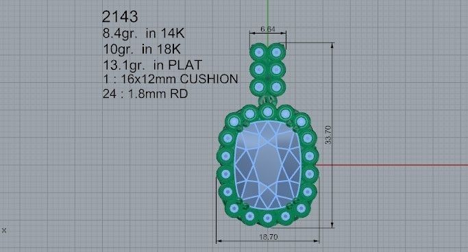 Purple Stone pendant 2143 3D print model 3D print model_4