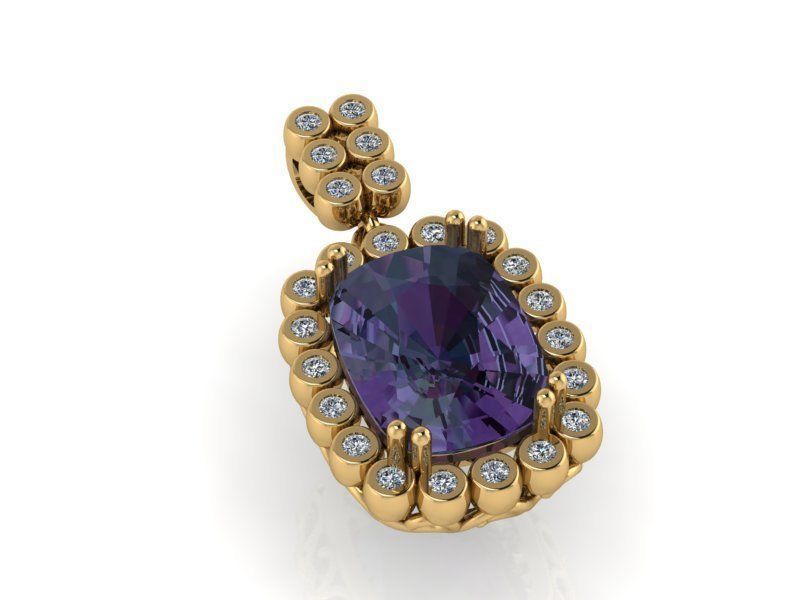 Purple Stone pendant 2143 3D print model 3D print model_1