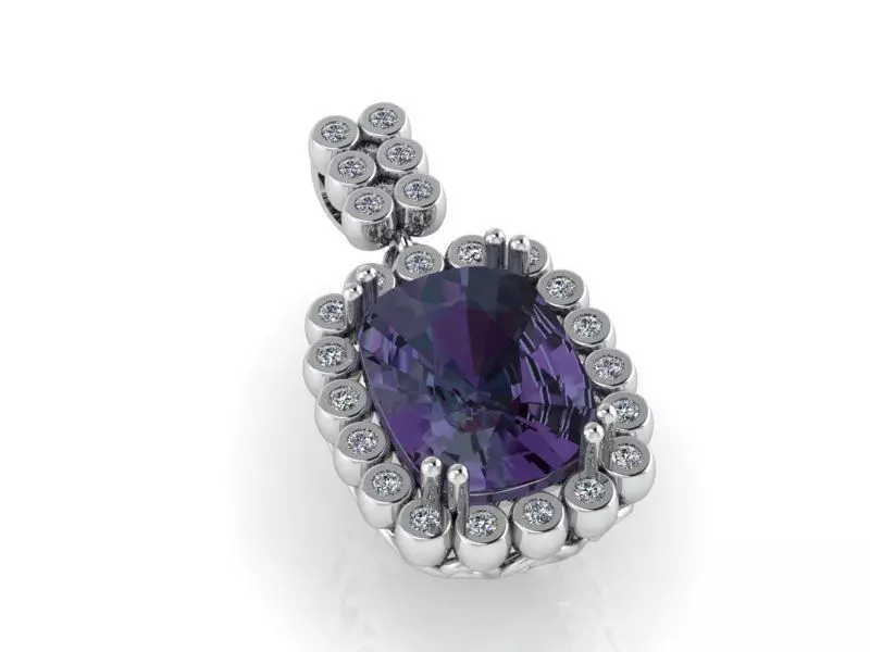 Purple Stone pendant 2143 3D print model 3D print model_0