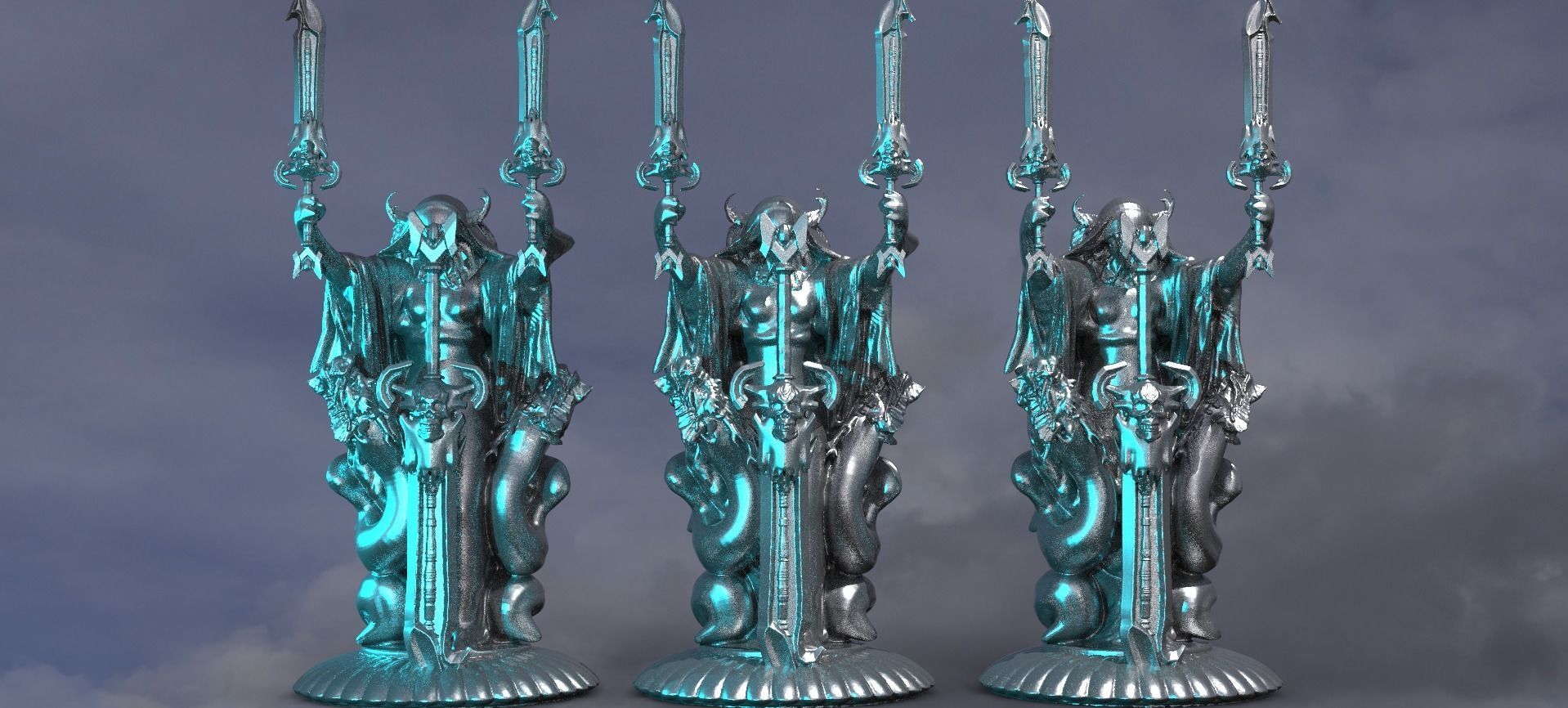 Halloween Reaper Swords Raised  3D model_1